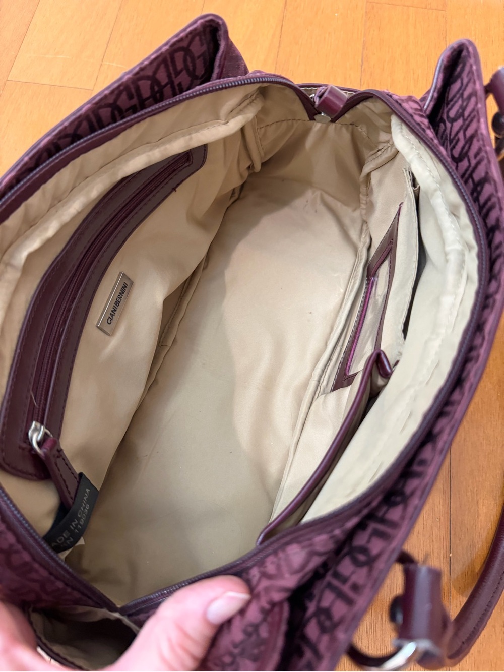 Giani Bernini Burgundy Monogram Tote with Matching Wallet - Picture 3 of 10